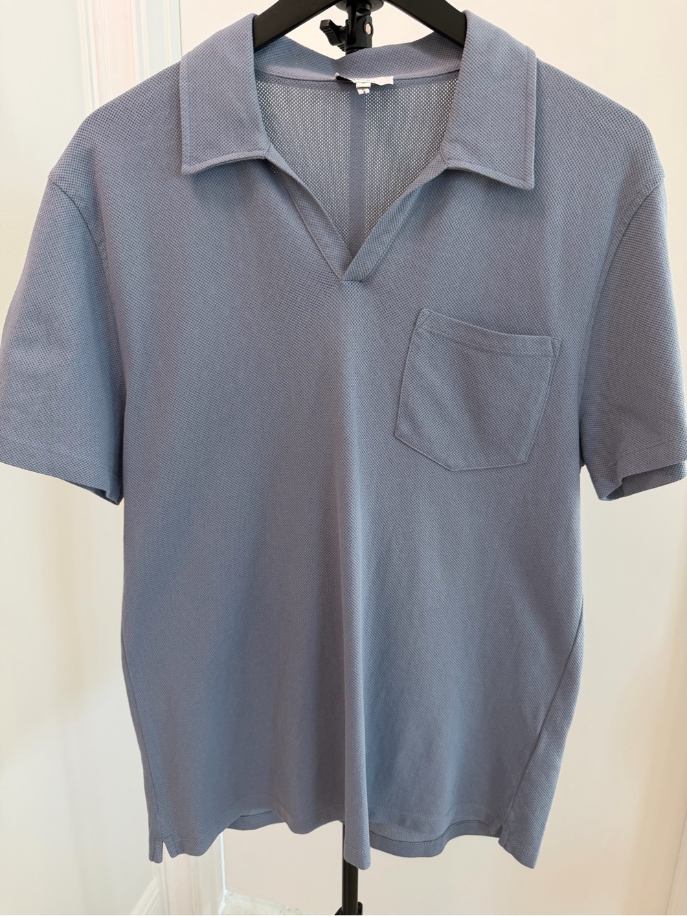 Reiss Short-Sleeve Polo Shirt - Dusty Blue L